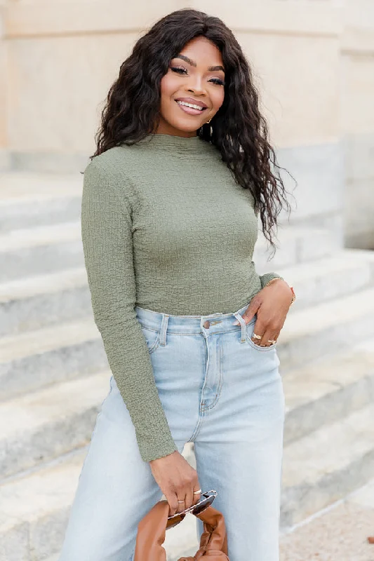 Sweetest Thing Olive Textured Mock Neck Bodysuit FINAL SALE Stylish Bodysuit with Peplum Sweetest Thing Olive Textured Mock Neck Bodysuit FINAL SALE Stylish Bodysuit with Peplum