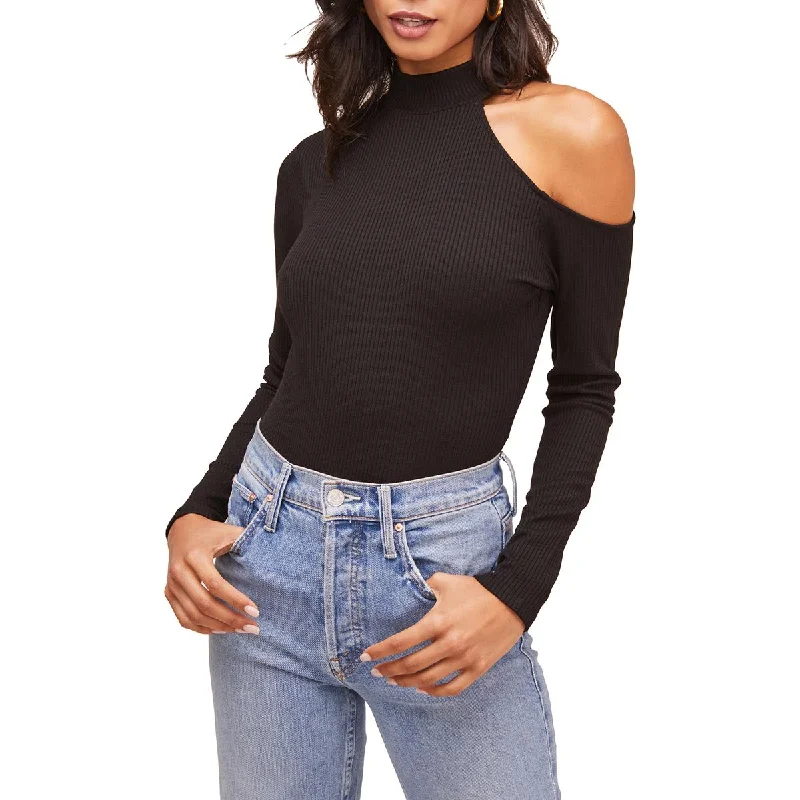 ASTR The Label Women's Ribbed Knit Cold Shoulder Long Sleeve Mock Neck Bodysuit Trendy Bodysuit with Sleeves ASTR The Label Women's Ribbed Knit Cold Shoulder Long Sleeve Mock Neck Bodysuit Trendy Bodysuit with Sleeves
