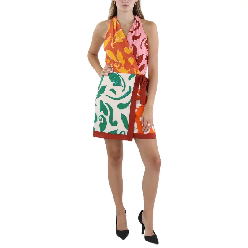 Clover and Sloane Womens Floral Print Sleeveless Wrap Dress Stylish Satin Wrap Dress Clover and Sloane Womens Floral Print Sleeveless Wrap Dress Stylish Satin Wrap Dress