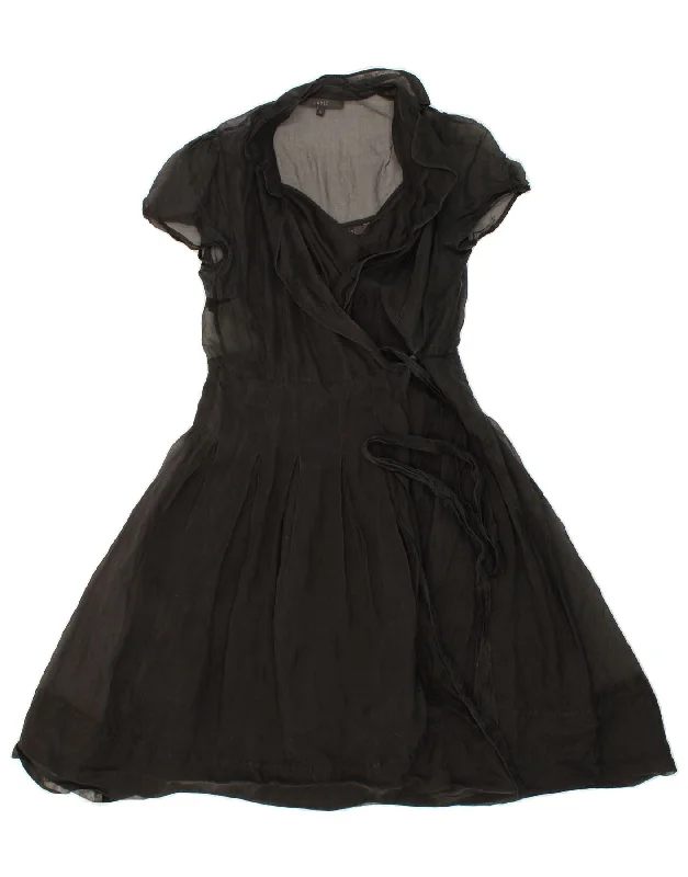 COAST Womens See Through Wrap Dress UK 14 Medium Black Silk Stylish Lace Detail Wrap Dress COAST Womens See Through Wrap Dress UK 14 Medium Black Silk Stylish Lace Detail Wrap Dress
