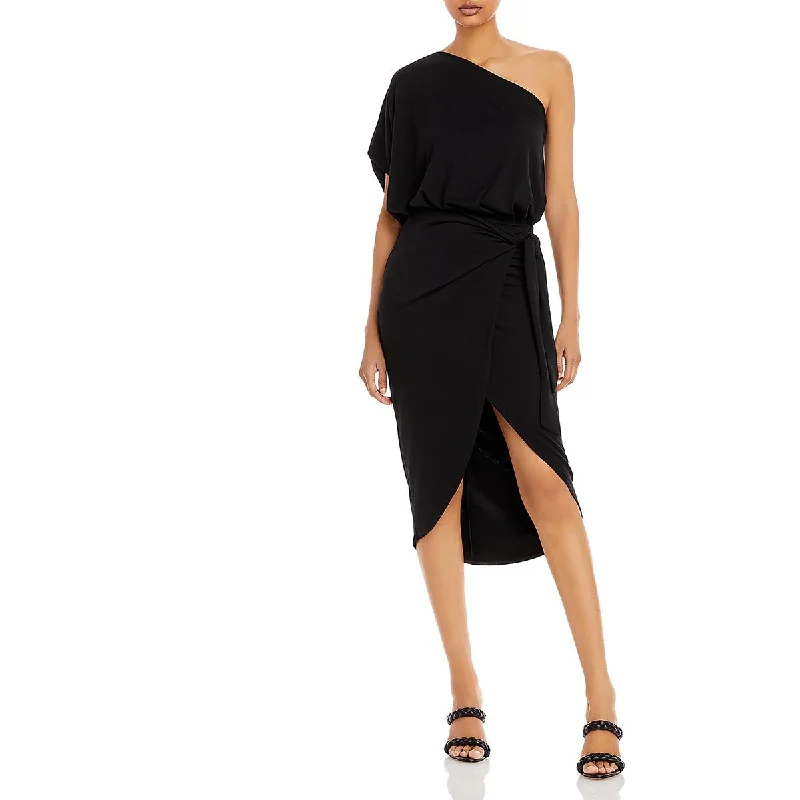 LBLC the Label Womens Violet One Shoulder Midi Wrap Dress Trendy High-Low Wrap Dress LBLC the Label Womens Violet One Shoulder Midi Wrap Dress Trendy High-Low Wrap Dress