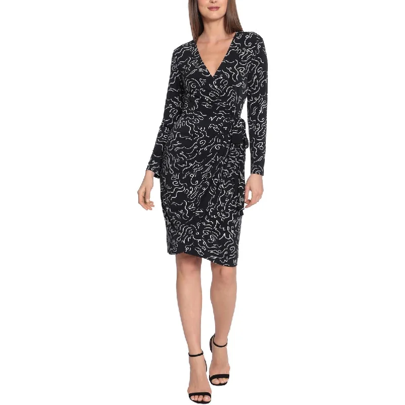 Maggy London Womens Printed Above Knee Wrap Dress Elegant Lace Wrap Dress
