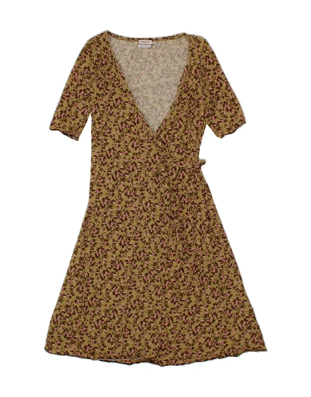 MAX & CO. Womens Wrap Dress UK 12 Medium Green Floral Cotton Stylish Pleated Wrap Dress MAX & CO. Womens Wrap Dress UK 12 Medium Green Floral Cotton Stylish Pleated Wrap Dress