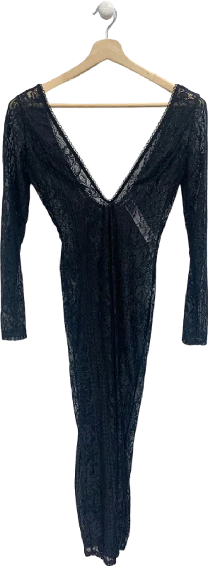 Pretty Little Thing Black Lace Long Sleeve Bodysuit Maxi Dress UK 8 Chic Bodysuit with Ruffles Pretty Little Thing Black Lace Long Sleeve Bodysuit Maxi Dress UK 8 Chic Bodysuit with Ruffles