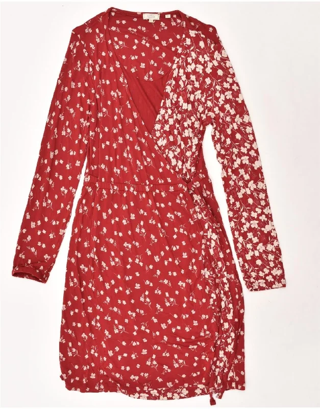 FAT FACE Womens Long Sleeve Wrap Dress UK 14 Medium Red Floral Viscose Trendy Long Sleeve Wrap Dress FAT FACE Womens Long Sleeve Wrap Dress UK 14 Medium Red Floral Viscose Trendy Long Sleeve Wrap Dress