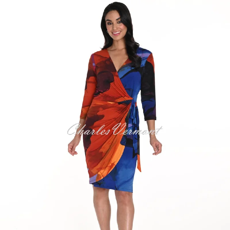 Frank Lyman Abstract Sunset Print Wrap Dress - Style 243135 Comfortable T-shirt Wrap Dress Frank Lyman Abstract Sunset Print Wrap Dress - Style 243135 Comfortable T-shirt Wrap Dress