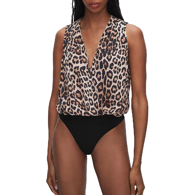 Good American Womens Animal Print Faux Wrap Bodysuit Fashionable Embellished Bodysuit Good American Womens Animal Print Faux Wrap Bodysuit Fashionable Embellished Bodysuit