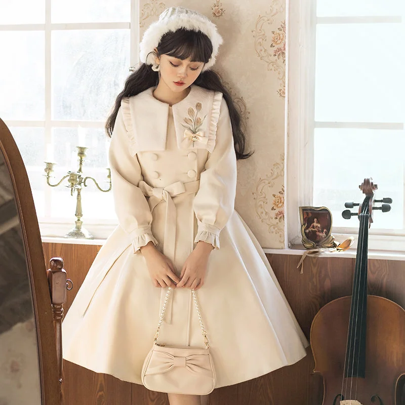 Letters from Unknown Star~Tulip Coat~Winter Elegant Lolita Dress Overcoat Wrap-Style Wool Coat Letters from Unknown Star~Tulip Coat~Winter Elegant Lolita Dress Overcoat Wrap-Style Wool Coat