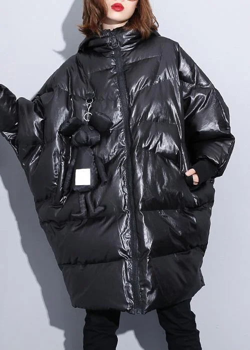 fine black winter outwear plus size Coats hooded zippered overcoat Warm Layered Overcoat fine black winter outwear plus size Coats hooded zippered overcoat Warm Layered Overcoat