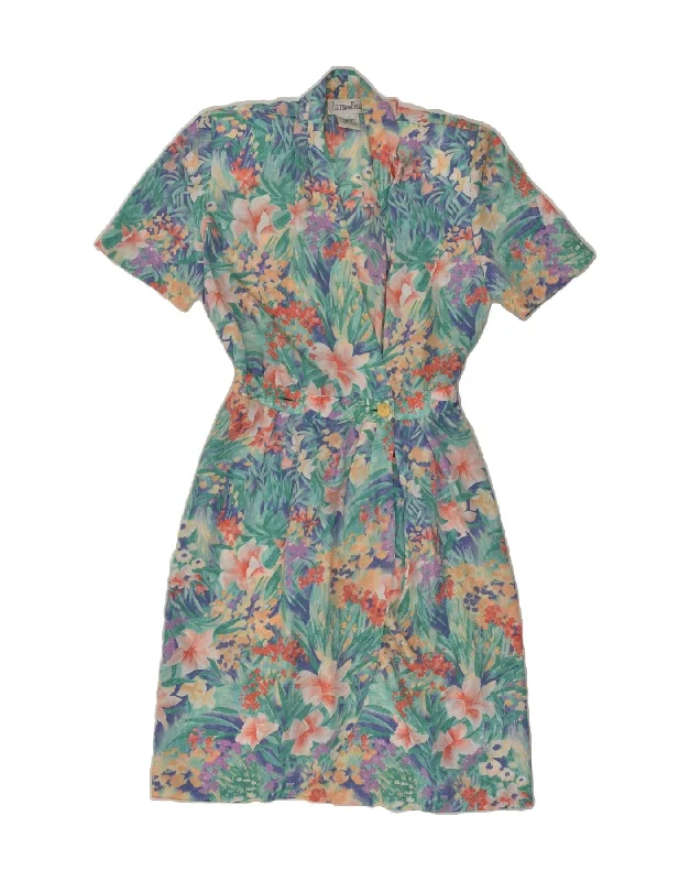 VINTAGE Womens Short Sleeves Wrap Dress UK 8 Small Blue Floral Polyester Trendy Wrap Dress with Tie VINTAGE Womens Short Sleeves Wrap Dress UK 8 Small Blue Floral Polyester Trendy Wrap Dress with Tie