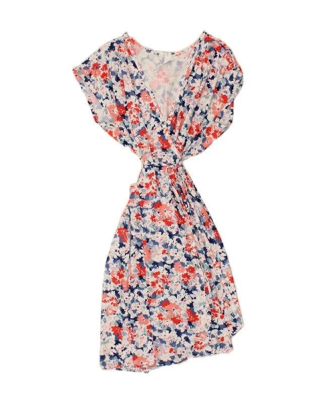 VINTAGE Womens Wrap Dress UK 16 Large Multicoloured Floral Elegant Metallic Wrap Dress VINTAGE Womens Wrap Dress UK 16 Large Multicoloured Floral Elegant Metallic Wrap Dress