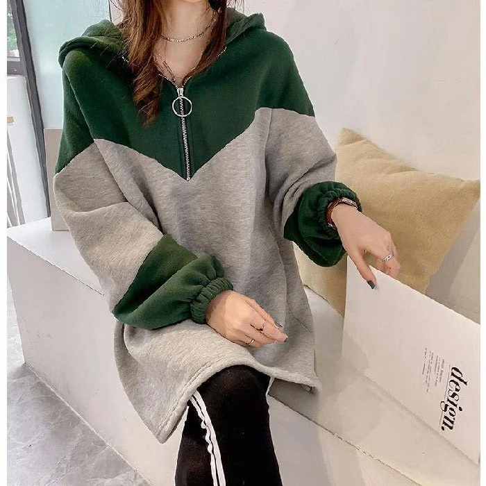 Women's Long Sleeve Colorblock/ Stitching Color Hoody - Size S - 449870 Hoodie with Snap Buttons Easy Quick Women's Long Sleeve Colorblock/ Stitching Color Hoody - Size S - 449870 Hoodie with Snap Buttons Easy Quick