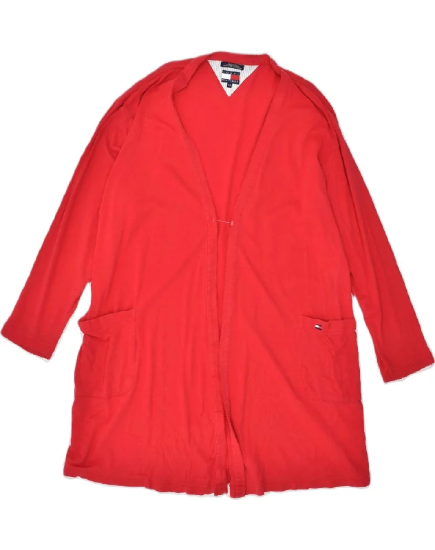 TOMMY HILFIGER Womens Robe Wrap Dress UK 14 Medium Red Cotton Comfortable Fit-and-Flare Wrap Dress TOMMY HILFIGER Womens Robe Wrap Dress UK 14 Medium Red Cotton Comfortable Fit-and-Flare Wrap Dress
