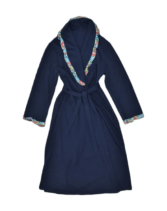 VINTAGE Womens Robe Wrap Dress IT 52/54 2XL Navy Blue Acrylic Fashionable Fitted Wrap Dress VINTAGE Womens Robe Wrap Dress IT 52/54 2XL Navy Blue Acrylic Fashionable Fitted Wrap Dress