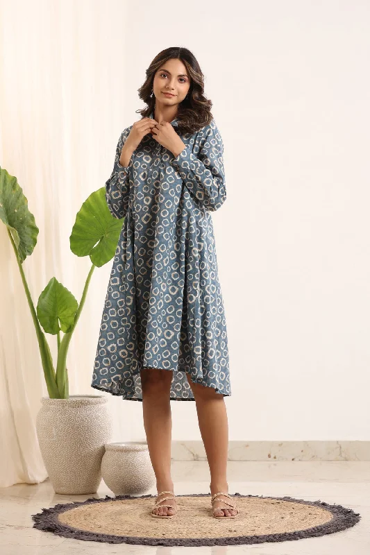 Abstract loose fit  cotton Night Dress Cowl Neckline Elegant