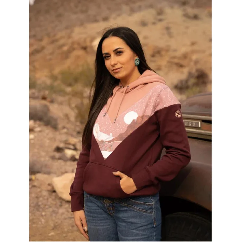 Hooey "Berkley" Pink/Maroon Chevron Pattern Hoody Hoodie with Back Slit Movement Comfort Hooey "Berkley" Pink/Maroon Chevron Pattern Hoody Hoodie with Back Slit Movement Comfort