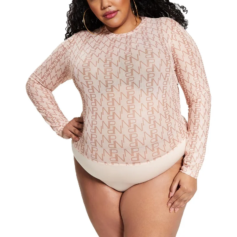 Nina Parker Womens Plus Monogram Crewneck Bodysuit Comfortable Bodysuit for Layering Nina Parker Womens Plus Monogram Crewneck Bodysuit Comfortable Bodysuit for Layering
