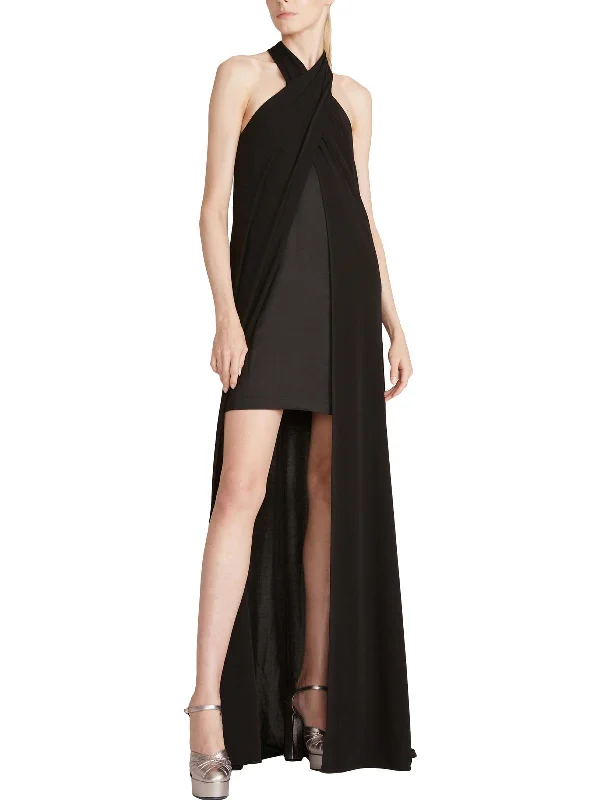 Reign Womens Sleeveless Long Evening Dress Lace Sexy Club