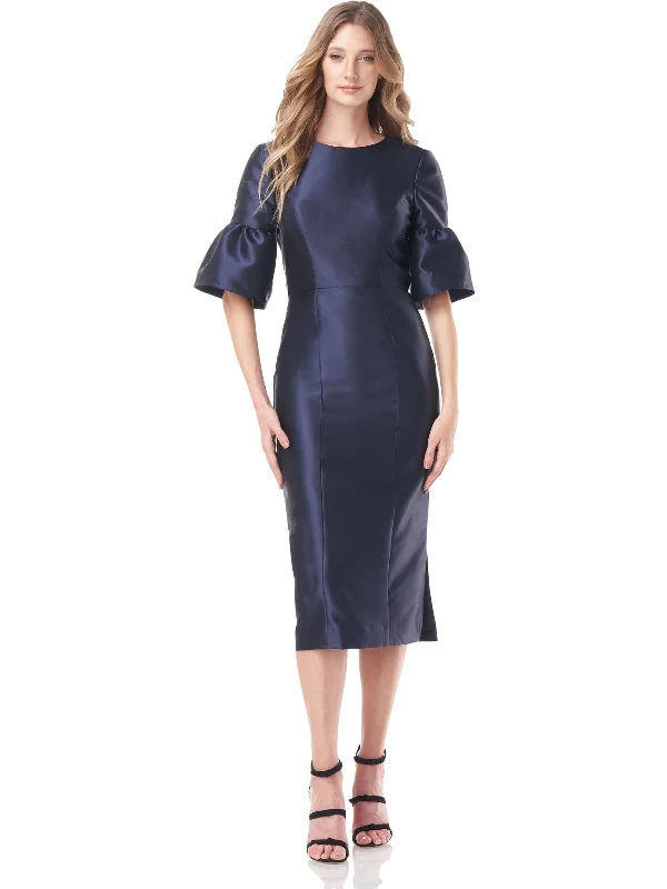 Tessie Womens Satin Midi Cocktail and Party Dress Tunics Silk luxurious