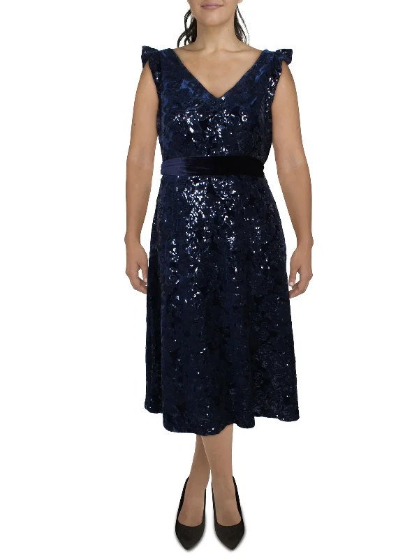 Womens Velvet Sequined Cocktail and Party Dress Tunics Vintage classic