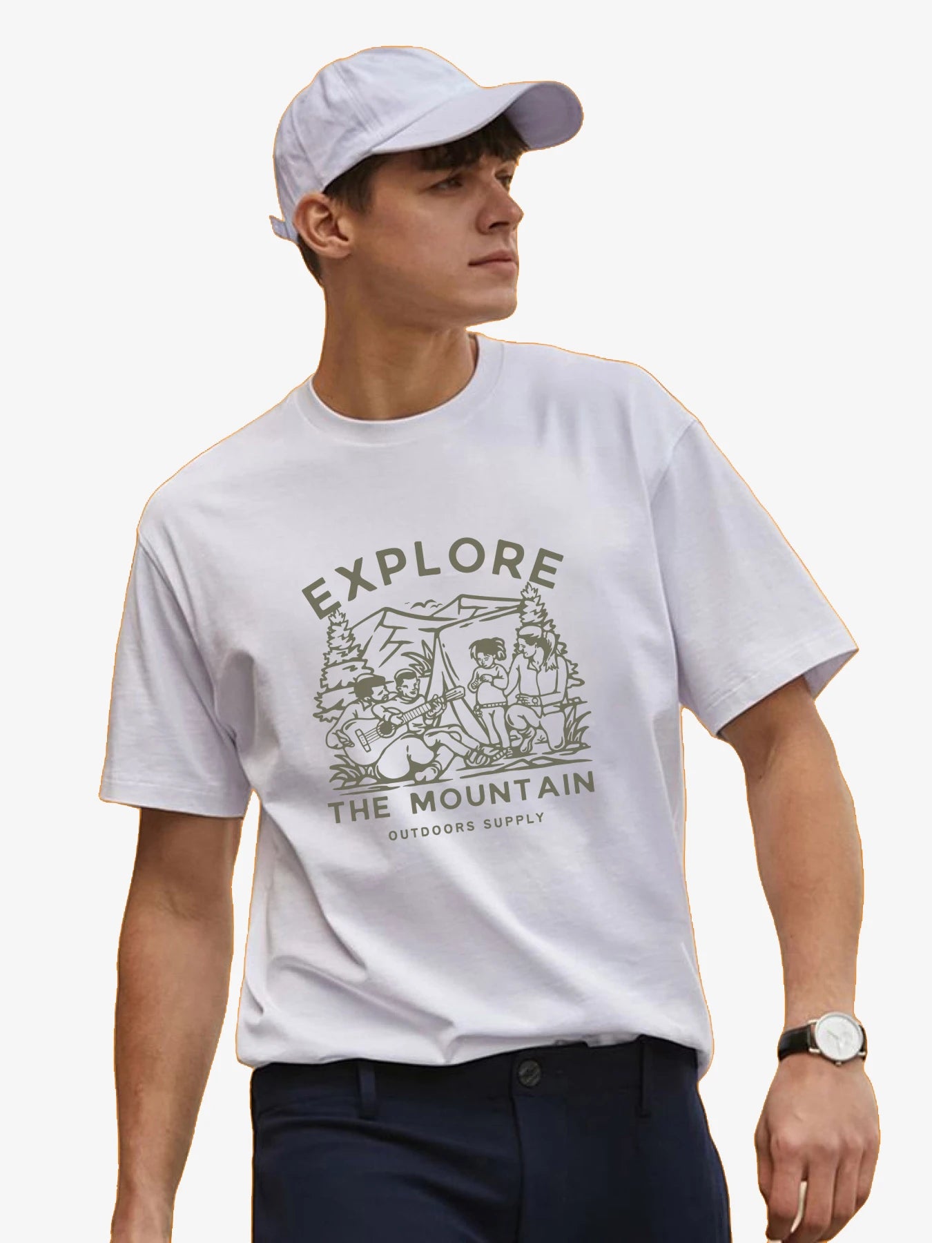 Explore The Mountain Outdoors Supply - Unisex T-Shirt Cotton Fabric Linen Fabric Terry Fabric Explore The Mountain Outdoors Supply - Unisex T-Shirt Cotton Fabric Linen Fabric Terry Fabric