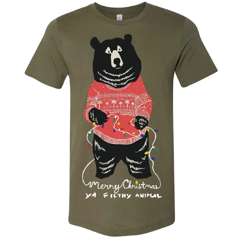 Merry Christmas Filthy Animal Military Green Unisex Tee Elasticated Padded Insulated Merry Christmas Filthy Animal Military Green Unisex Tee Elasticated Padded Insulated