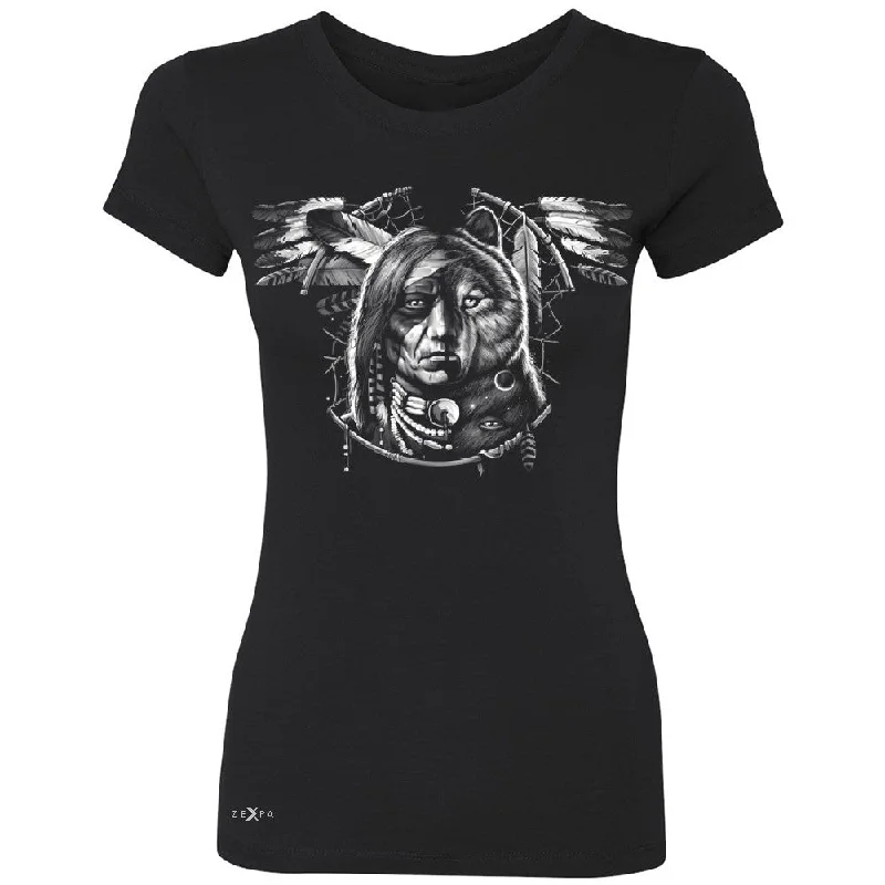 Zexpa Apparelâ„¢ Wolf Dream Spirit Women's T-shirt Native American Dream Catcher Tee Chenille Brocade Lace Zexpa Apparelâ„¢ Wolf Dream Spirit Women's T-shirt Native American Dream Catcher Tee Chenille Brocade Lace