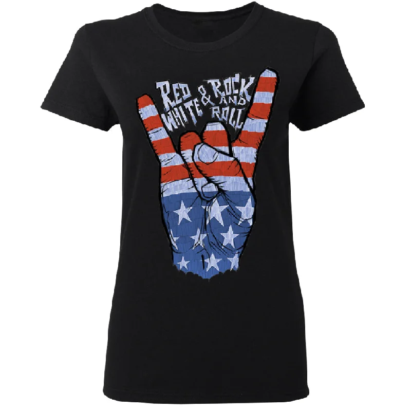 Zexpa Apparelâ„¢ RWB Peace, USA Flag Rock and Roll Women's T-Shirt Nylon Fabric Polyester Fabric Spandex Fabric Zexpa Apparelâ„¢ RWB Peace, USA Flag Rock and Roll Women's T-Shirt Nylon Fabric Polyester Fabric Spandex Fabric