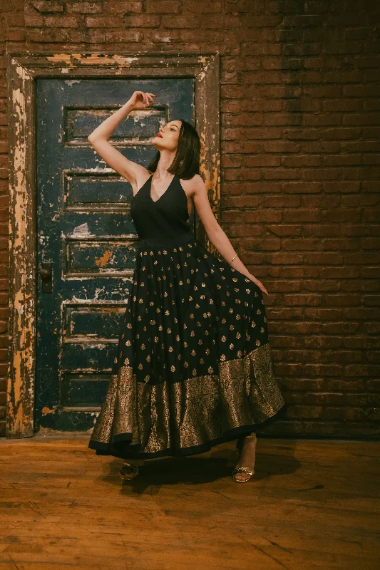 Alastair Blue and Gold Lace Up Back Gown