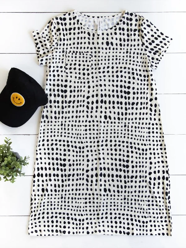 Dot Pattern Pocket Tee Dress