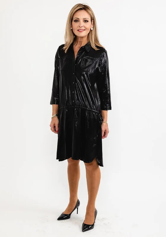 Eva Kayan Leather Look Smock Dress, Black