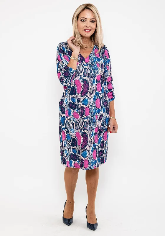 Leon Collection Reptile Print Dress, Pink Multi