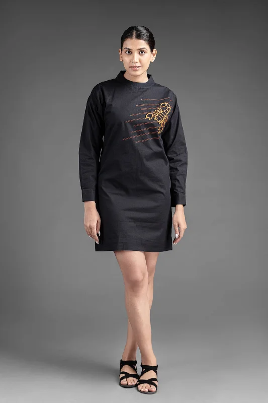 Pack Neck Dress - Black