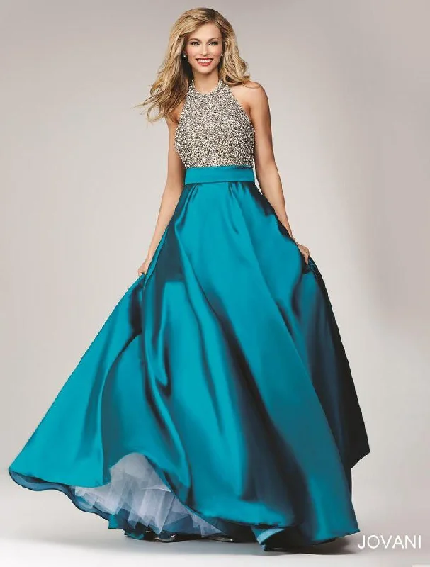 Jovani 29160 Halter Neck Glitter Long Prom Gown