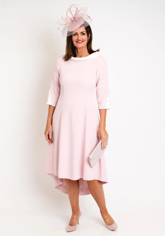 Lizabella Cowl Neck Dipped Hem Dress, Blush