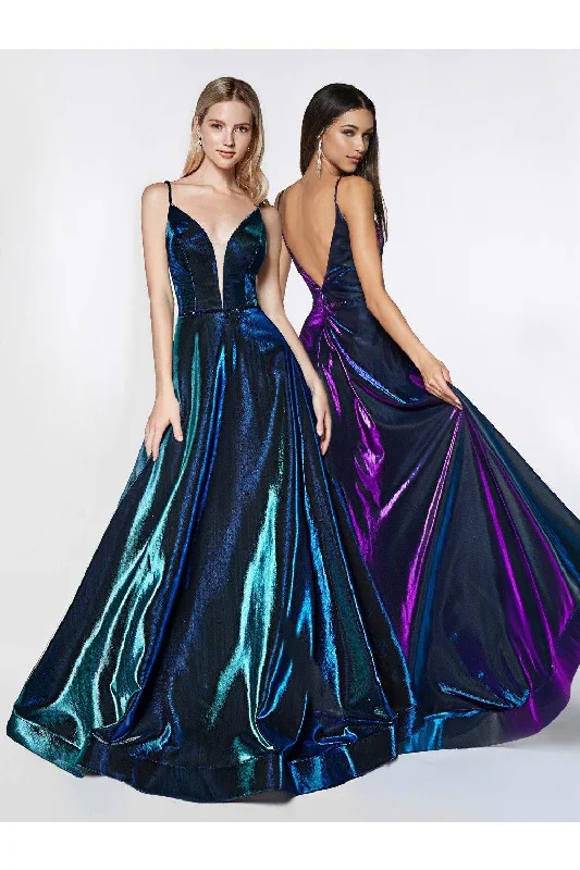 Cinderella Divine CJ506 Long Metallic Prom Dress