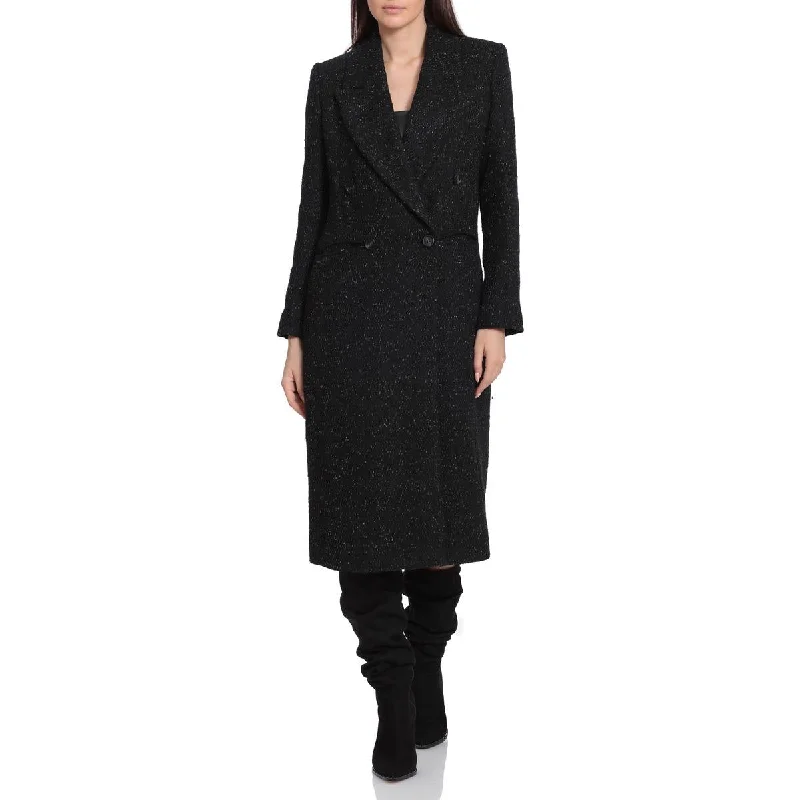 Avec Les Filles Women's Double Breasted Metallic Thread Long Overcoat Suede Trench Overcoat Avec Les Filles Women's Double Breasted Metallic Thread Long Overcoat Suede Trench Overcoat