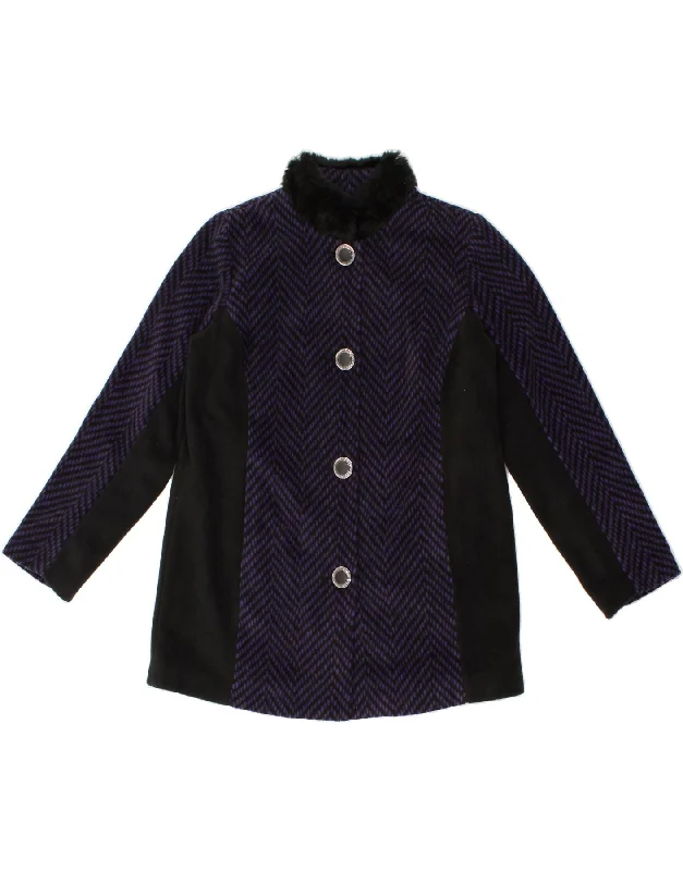 BOB MACKIE Womens Oversized Fleece Overcoat UK 6 XS Purple Chevron Oversized Wool Coat BOB MACKIE Womens Oversized Fleece Overcoat UK 6 XS Purple Chevron Oversized Wool Coat