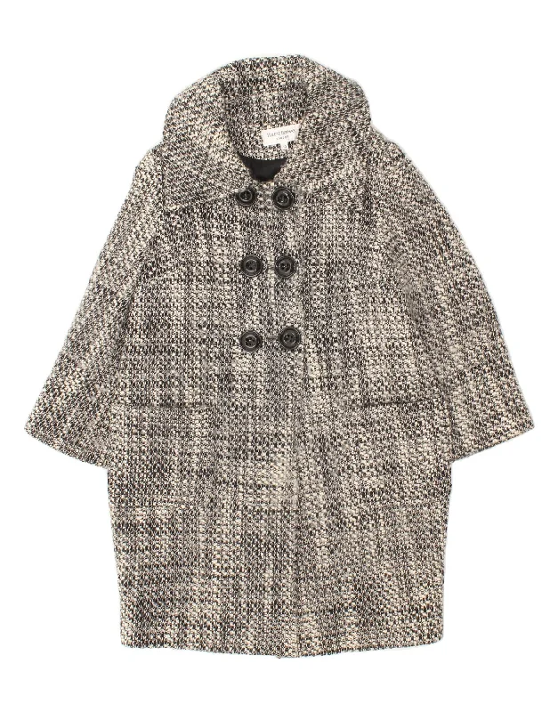 HELENE BERMAN Womens Double Breasted Overcoat UK 14 Large Grey Check Wool Heavyweight Classic Coat HELENE BERMAN Womens Double Breasted Overcoat UK 14 Large Grey Check Wool Heavyweight Classic Coat