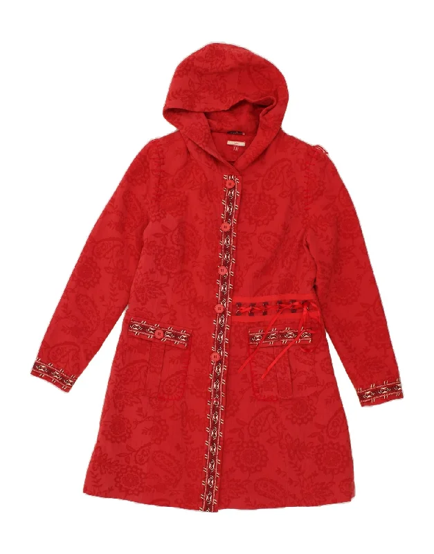 JOE BROWNS Womens Hooded Overcoat UK 14 Large Red Paisley Cotton Classic Plaid Overcoat JOE BROWNS Womens Hooded Overcoat UK 14 Large Red Paisley Cotton Classic Plaid Overcoat