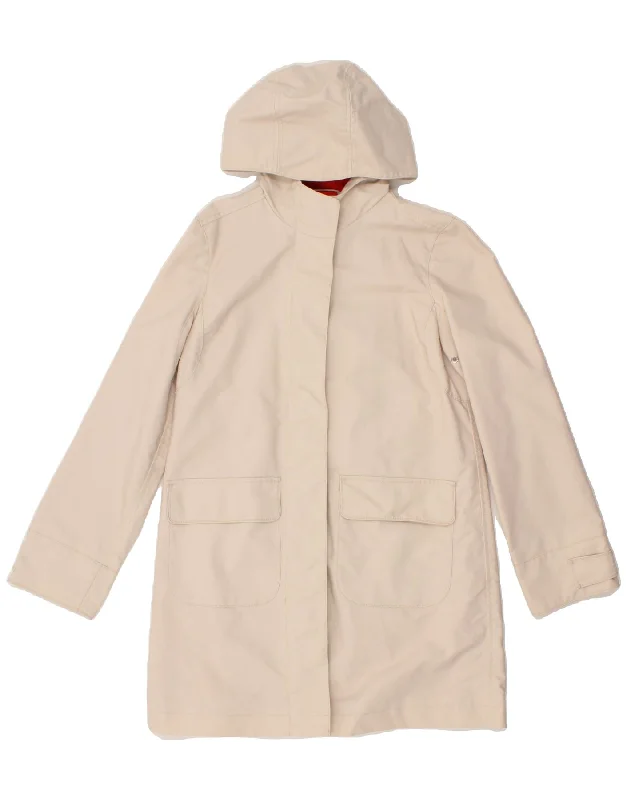 L.L.BEAN Womens Hooded Overcoat UK 10 Small Beige Cotton Tailored Business Overcoat L.L.BEAN Womens Hooded Overcoat UK 10 Small Beige Cotton Tailored Business Overcoat