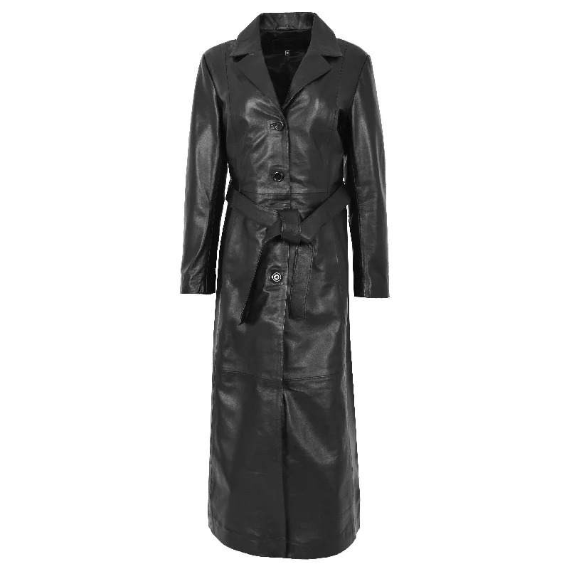 Womens Soft Black Leather Full Length Overcoat Ankle Long Matrix Trench Foxy Tailored Business Overcoat Womens Soft Black Leather Full Length Overcoat Ankle Long Matrix Trench Foxy Tailored Business Overcoat