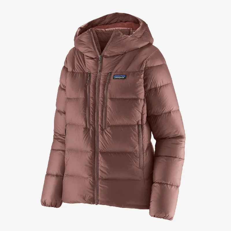 Patagonia Women's Fitz Roy Down Hoody - Dulse Mauve Hoodie with Half-Zip Sporty Casual Patagonia Women's Fitz Roy Down Hoody - Dulse Mauve Hoodie with Half-Zip Sporty Casual