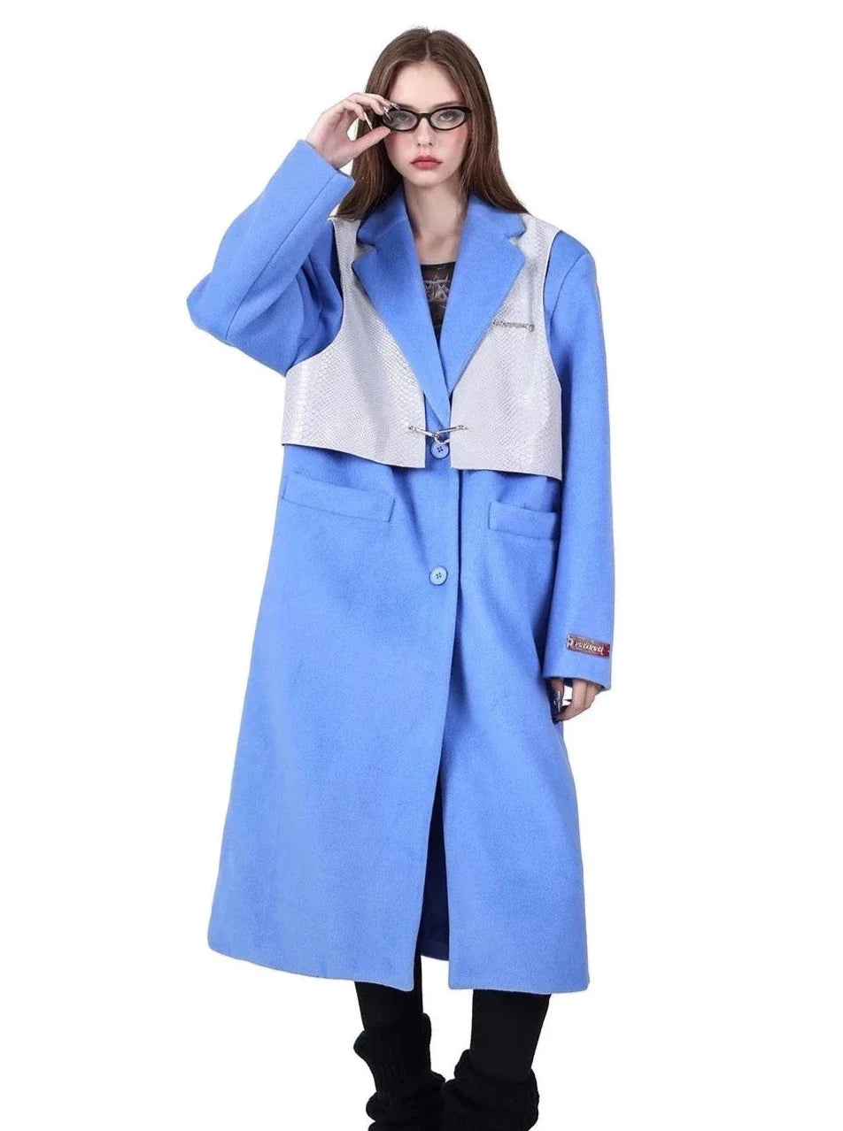 PINKSPINK Dual-Tone Layered Overcoat - Blue/Silver and Pink/Brown Luxe Tailored Overcoat PINKSPINK Dual-Tone Layered Overcoat - Blue/Silver and Pink/Brown Luxe Tailored Overcoat