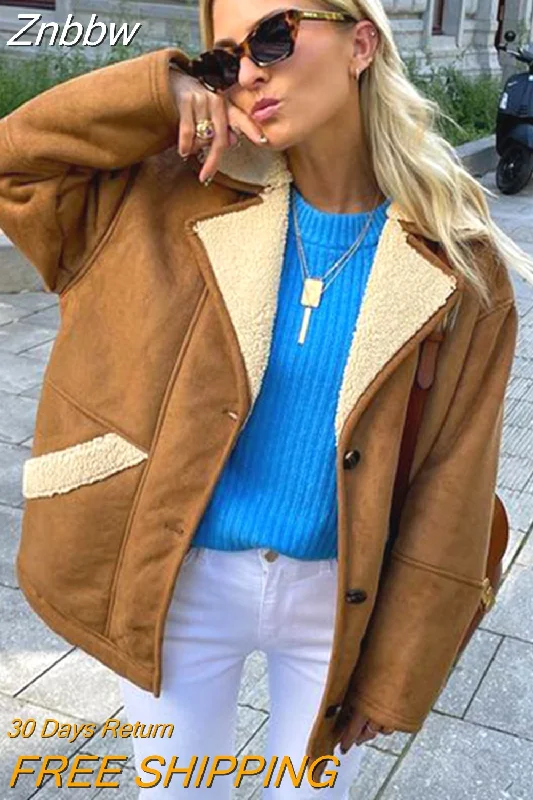 Znbbw Women Fashion Casual Lamb Wool Spliced Cropped Coat Single Breasted Loose Sleeved Overcoat 2023 Autumn/Winter Streetwear Female Boho Fringe Overcoat Znbbw Women Fashion Casual Lamb Wool Spliced Cropped Coat Single Breasted Loose Sleeved Overcoat 2023 Autumn/Winter Streetwear Female Boho Fringe Overcoat