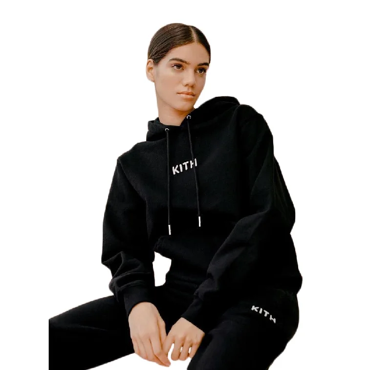 KITH Women's Black Glitter Logo Hoody KHW2076 Medium NWT Hoodie with Raglan Sleeves Sporty Comfortable KITH Women's Black Glitter Logo Hoody KHW2076 Medium NWT Hoodie with Raglan Sleeves Sporty Comfortable