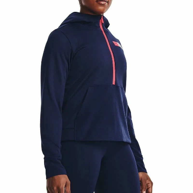 Under Armour Plus Half Zip Womens Training Hoody - Navy Hoodie with Zipper Placket Modern Functional Under Armour Plus Half Zip Womens Training Hoody - Navy Hoodie with Zipper Placket Modern Functional