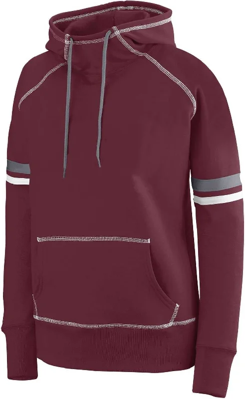 Augusta 5440 Ladies Spry Hoody - Maroon White Graphite Hoodie with Hem Applique Textured Unique Augusta 5440 Ladies Spry Hoody - Maroon White Graphite Hoodie with Hem Applique Textured Unique