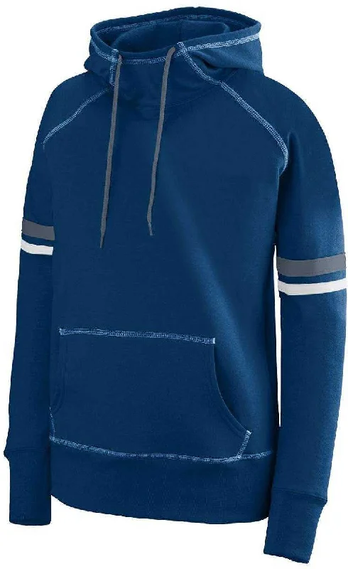 Augusta 5440 Ladies Spry Hoody - Navy White Graphite Hoodie with Hem Raw Edge Edgy Unfinished Augusta 5440 Ladies Spry Hoody - Navy White Graphite Hoodie with Hem Raw Edge Edgy Unfinished