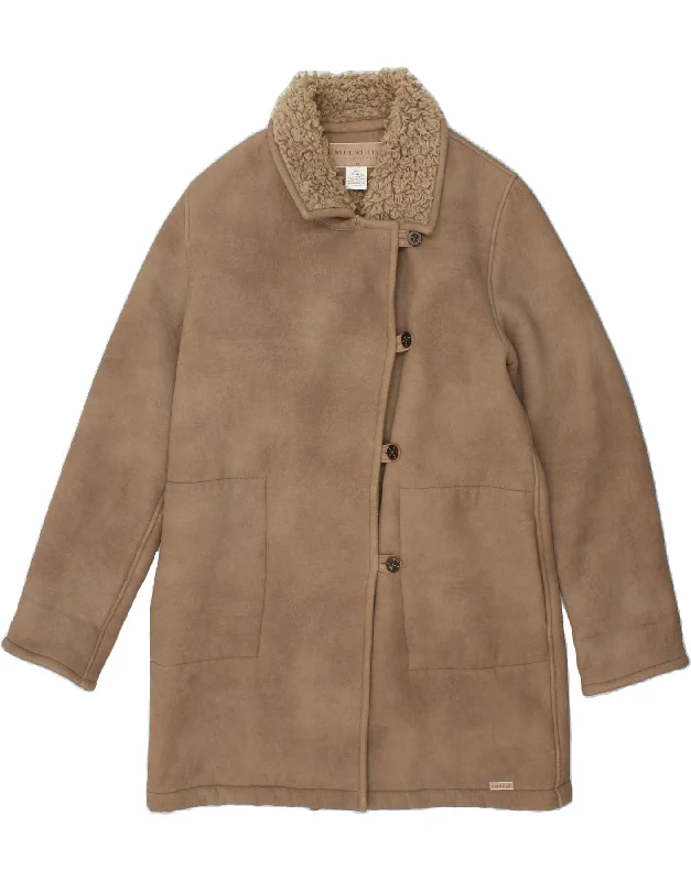 BLUE WILLI'S Womens Sherpa Overcoat UK 14 Medium Beige Cotton Puffy Shoulder Overcoat BLUE WILLI'S Womens Sherpa Overcoat UK 14 Medium Beige Cotton Puffy Shoulder Overcoat